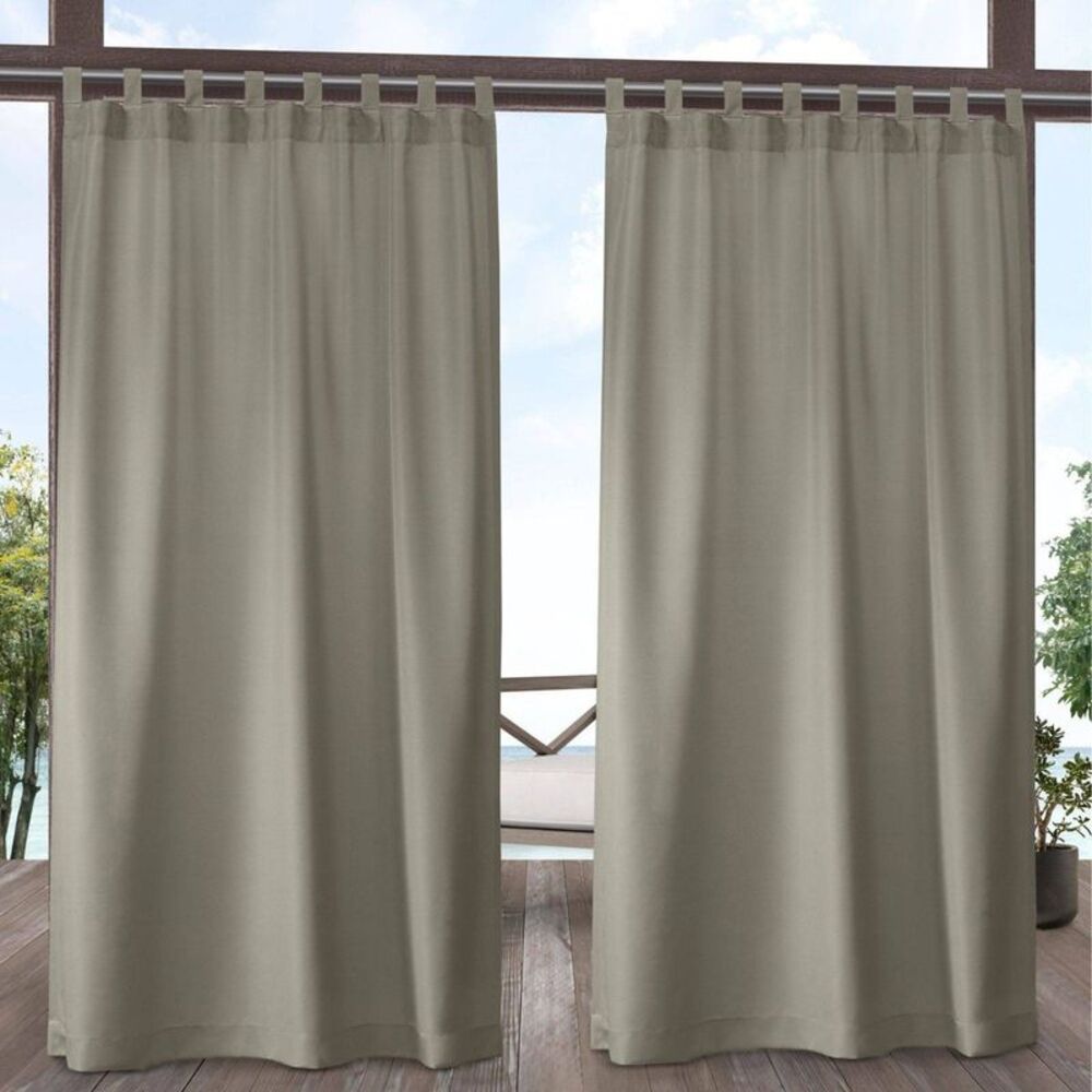 2pk 108"x54" Indoor/Outdoor Solid Cabana Tab Top Window Curtain Panels - Taupe